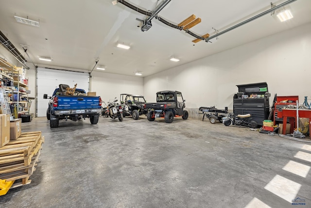 garage with a garage door opener