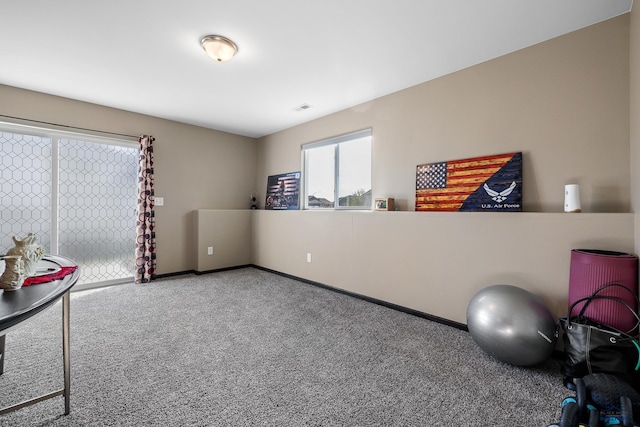 workout room with carpet