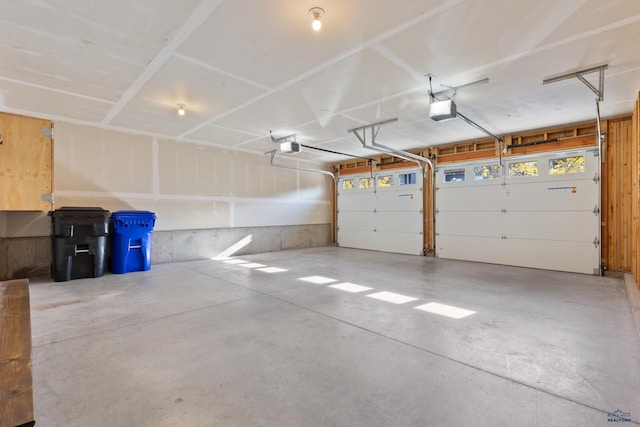 garage with a garage door opener