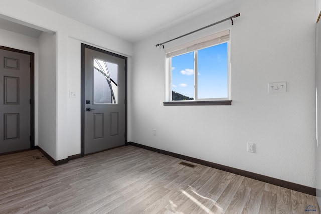 entrance foyer with light hardwood / wood-style floors