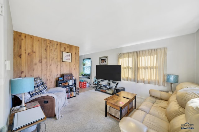 1922 Ivy Ave, Rapid City, SD 57701 - living room featuring carpet flooring and wooden walls