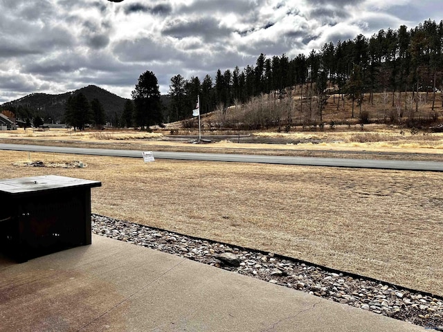 view of yard with a mountain view