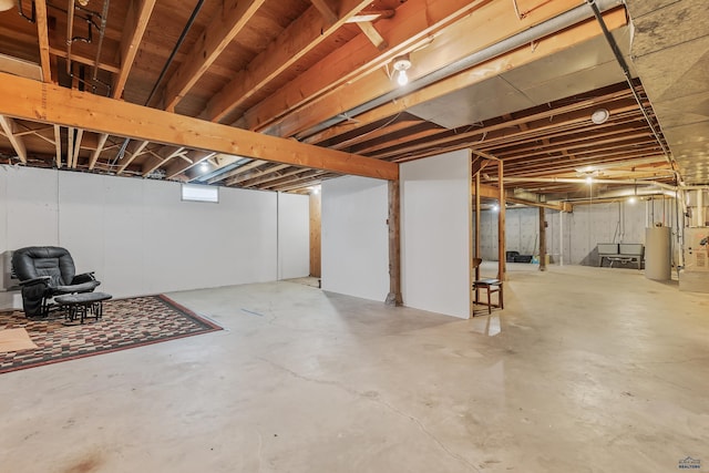 basement with water heater