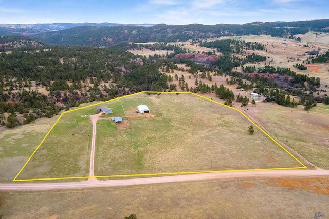 bird's eye view with a mountain view