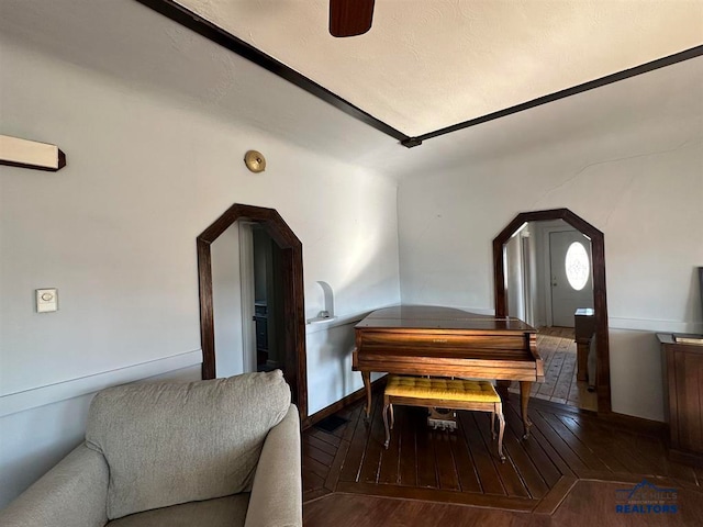 interior space with parquet flooring