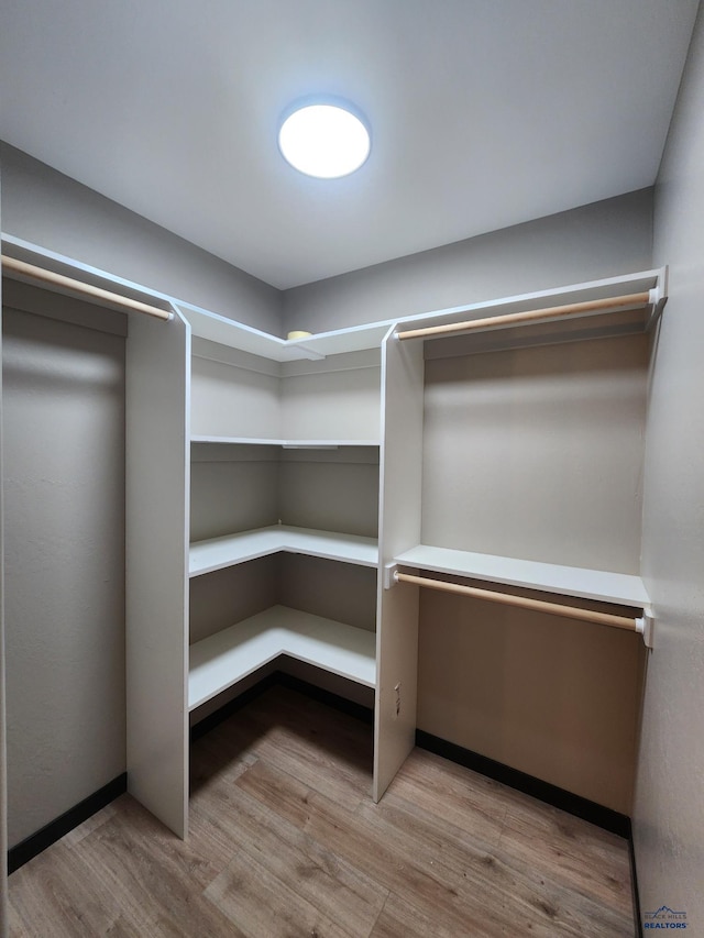 spacious closet with light hardwood / wood-style floors