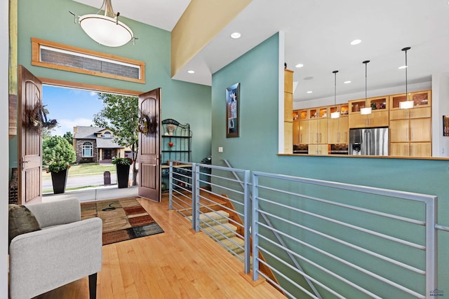 interior space with light hardwood / wood-style flooring