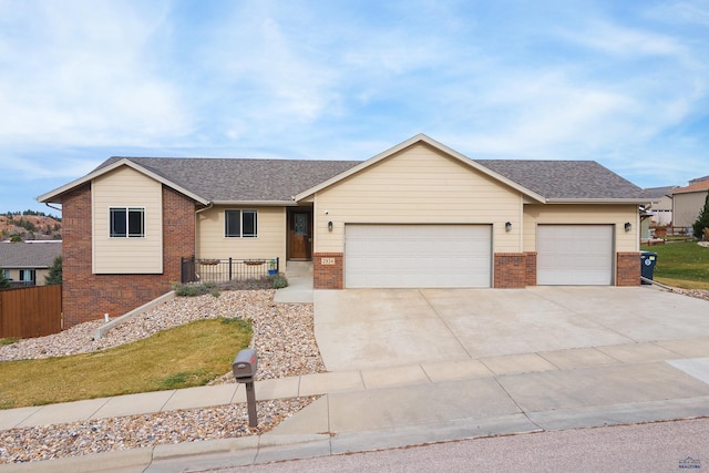 single story home with a garage