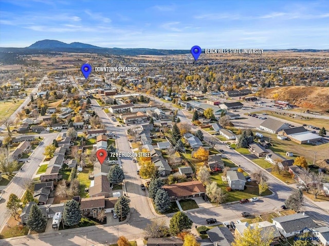 aerial view with a mountain view