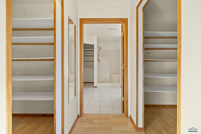 hall featuring light hardwood / wood-style floors