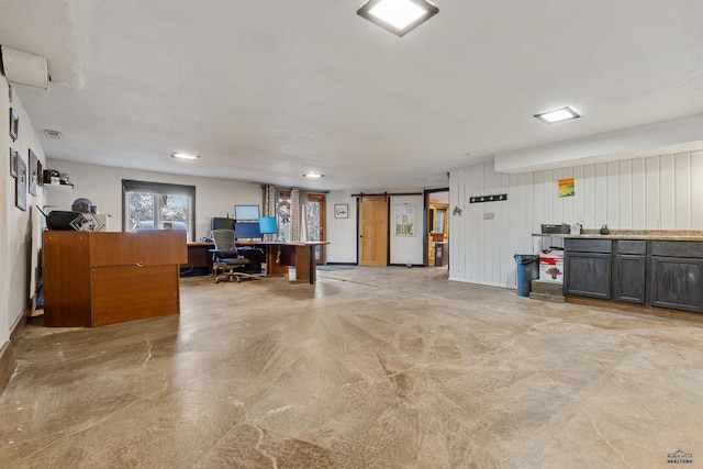 garage with wooden walls