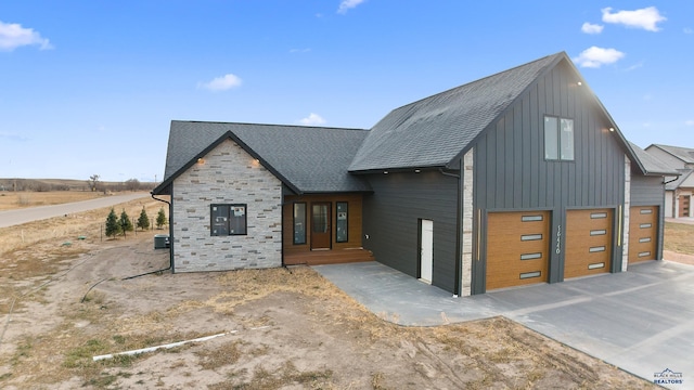 view of front of property with a garage