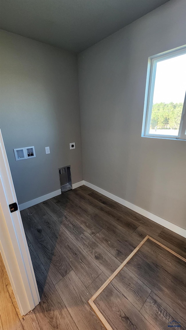 laundry area with washer hookup, dark hardwood / wood-style floors, and hookup for an electric dryer