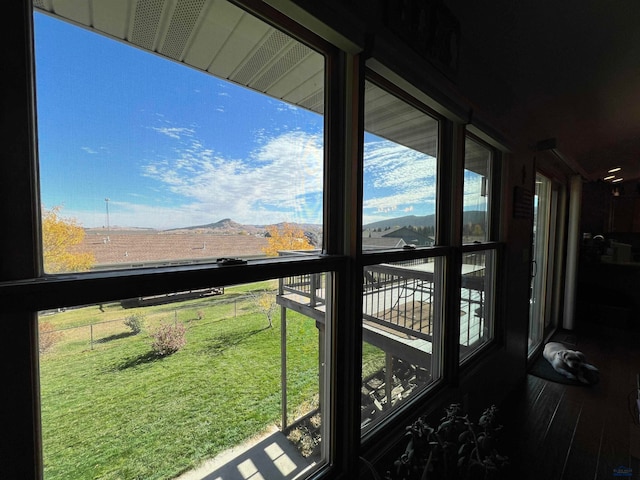 balcony featuring a mountain view