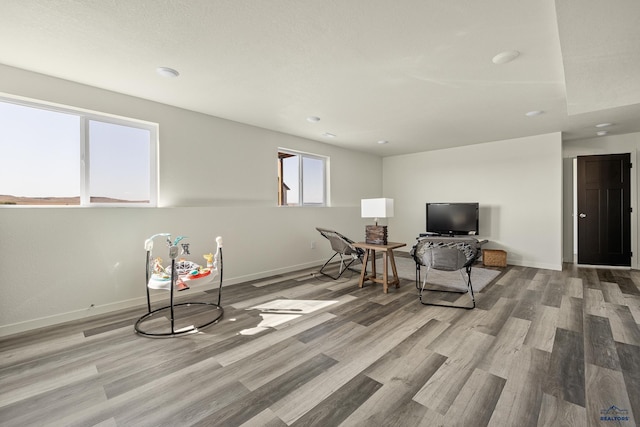 living area with light wood-type flooring