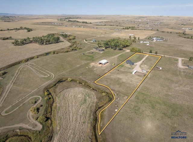 bird's eye view featuring a rural view