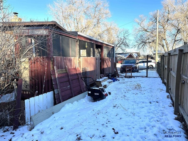 view of snowy exterior