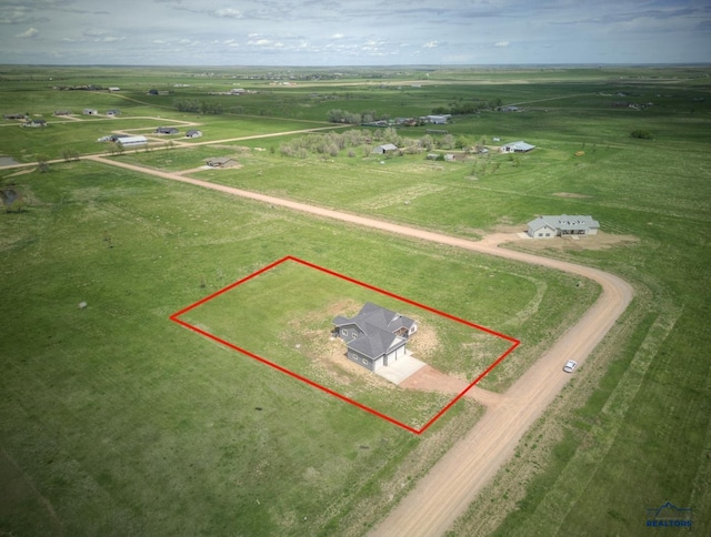 aerial view with a rural view