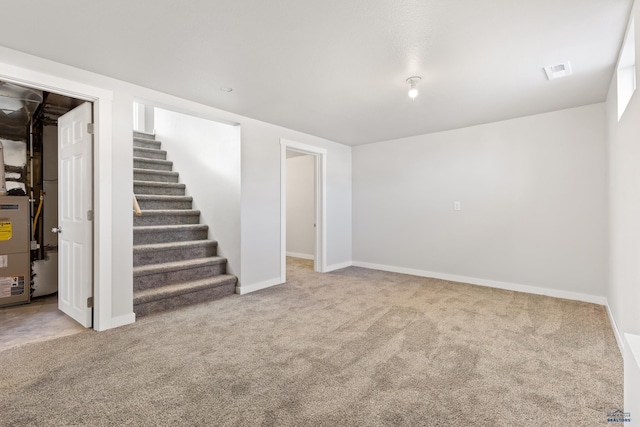 basement with carpet flooring