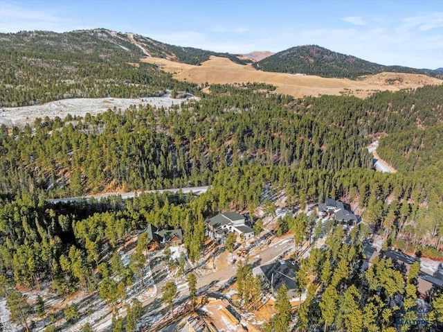 birds eye view of property with a mountain view