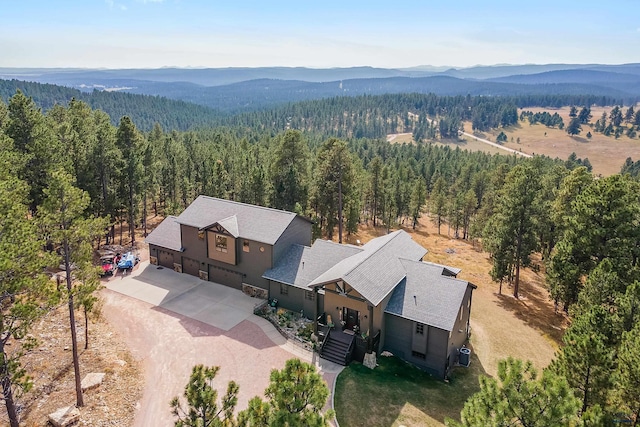 drone / aerial view with a mountain view