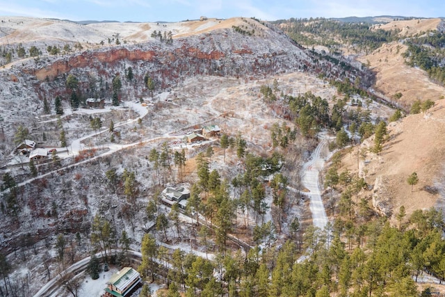 aerial view featuring a mountain view