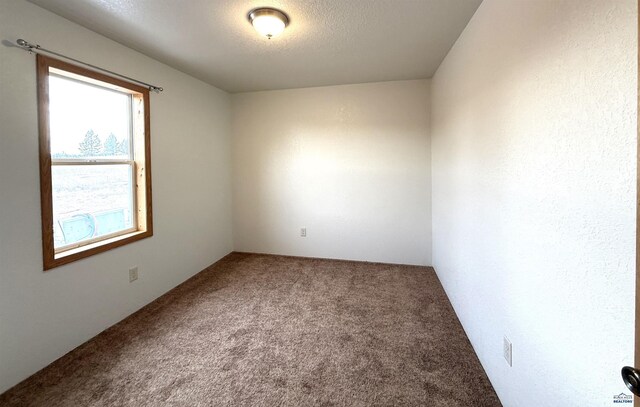 carpeted spare room featuring a textured ceiling