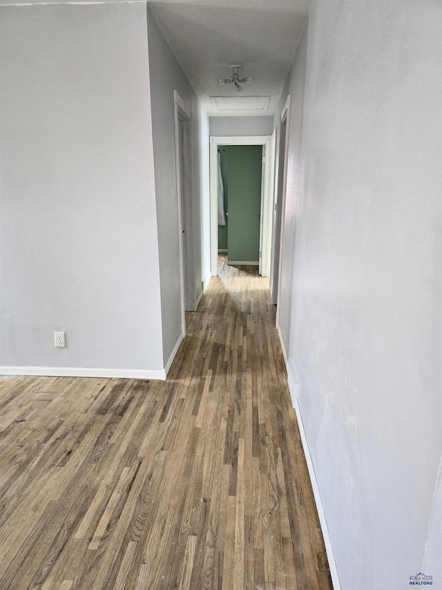 hallway featuring dark wood-type flooring