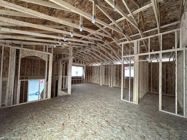 miscellaneous room featuring vaulted ceiling