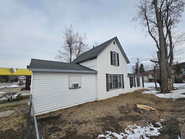 view of snow covered property