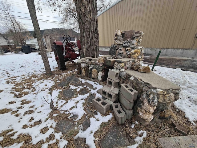 view of yard covered in snow