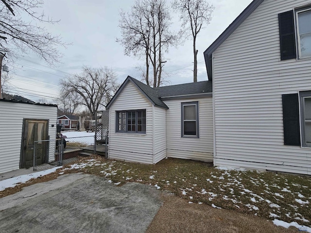 view of snow covered exterior