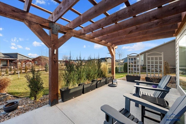 view of patio / terrace featuring a pergola