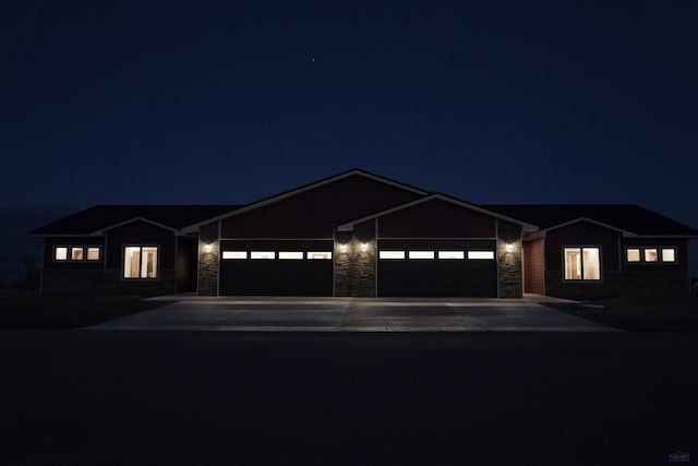 view of front of house with a garage