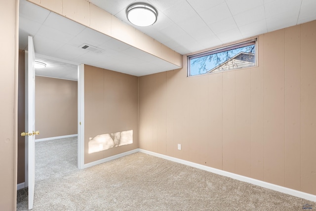 basement with light carpet