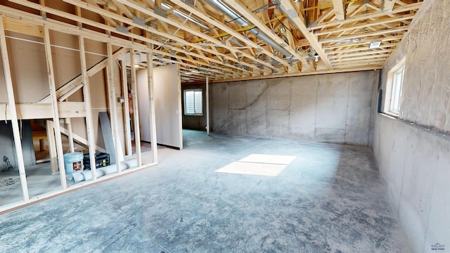 basement with a healthy amount of sunlight