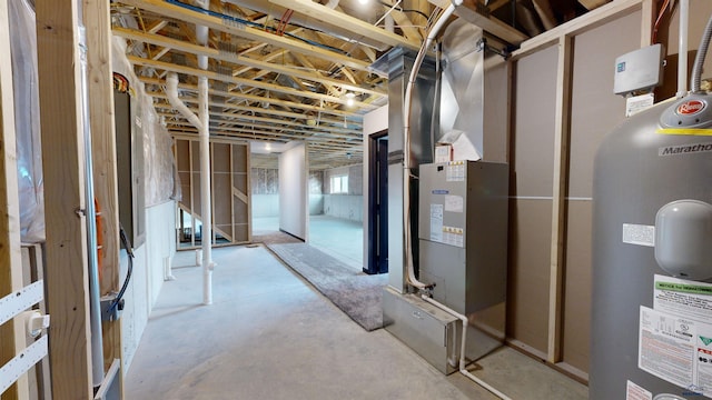 basement with water heater