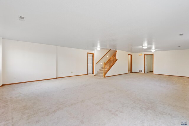 basement with light carpet