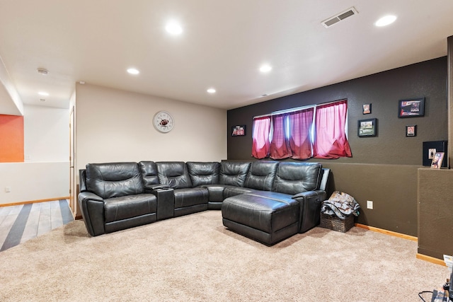 view of carpeted cinema room