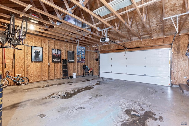 garage with a garage door opener