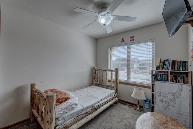 bedroom with carpet and ceiling fan