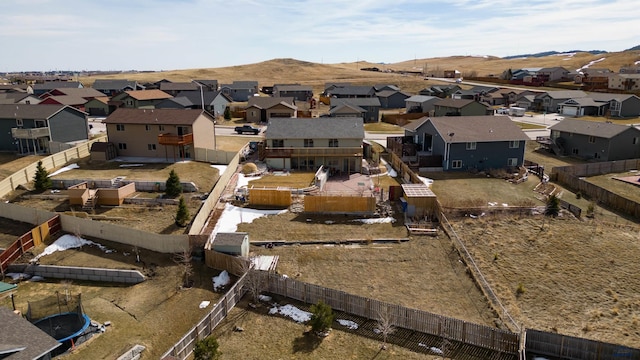 drone / aerial view featuring a mountain view