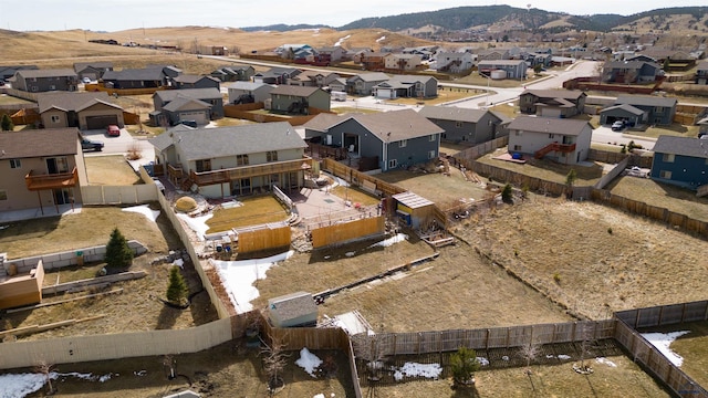 bird's eye view with a mountain view