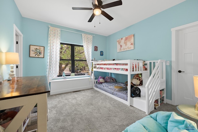 bedroom with carpet and ceiling fan