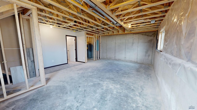 basement featuring water heater