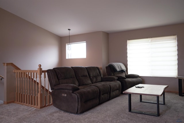 living room featuring carpet