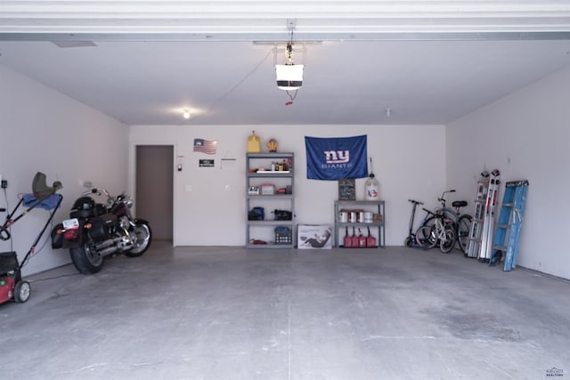 garage with a garage door opener