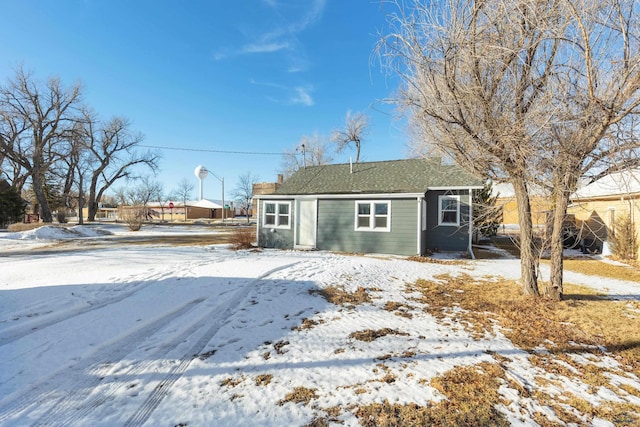 view of snow covered property