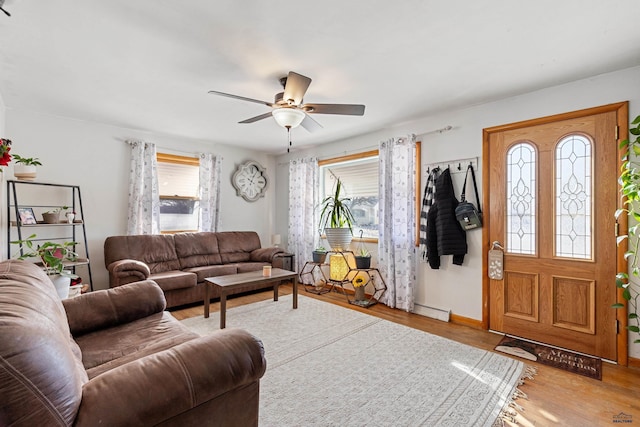 1002 Allen Ave, Rapid City, SD 57701 - living room with ceiling fan and hardwood / wood-style floors