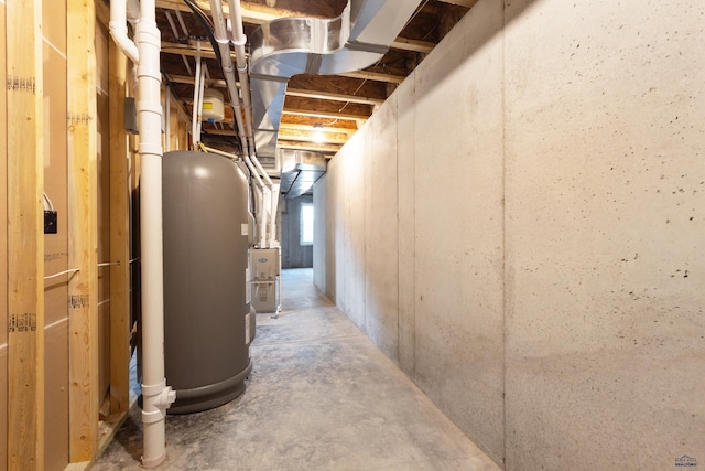 basement with water heater